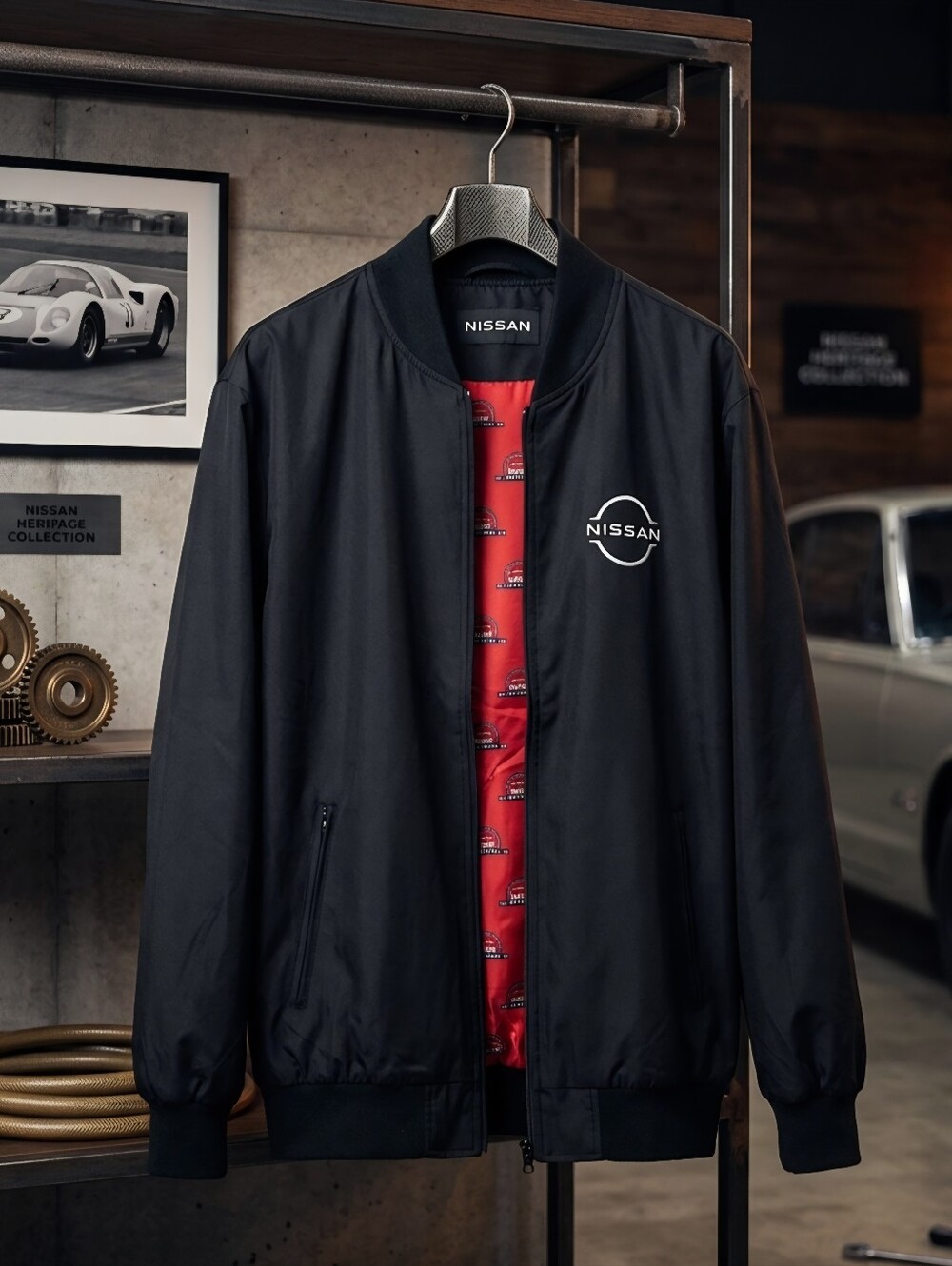 Vintage Nissan Smyrna Pride Bomber Jacket Mens 2XL Black Embroidered Lined